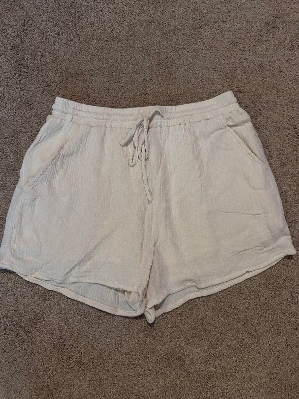 Heyson Cream 100% Cotton Linen Shorts Women's Size Medium